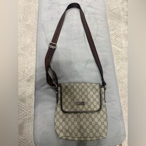 Gucci Brown and Beige GG Monogram Crossbody Bag